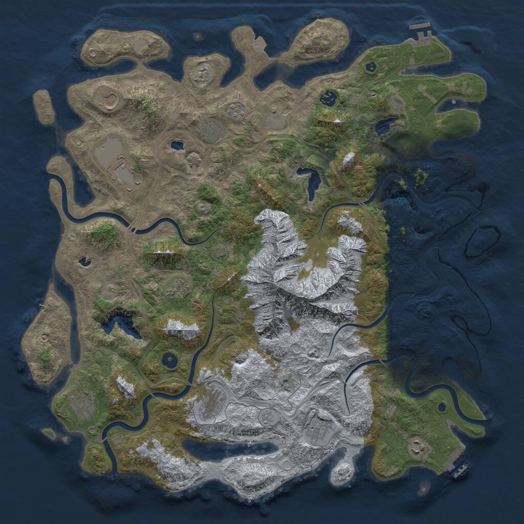 Rust Map: Procedural Map, Size: 5000, Seed: 1930837030, 17 Monuments