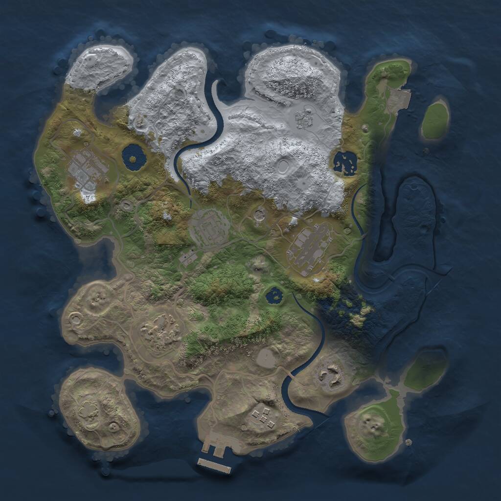 Rust Map: Procedural Map, Size: 3000, Seed: 12021947, 12 Monuments