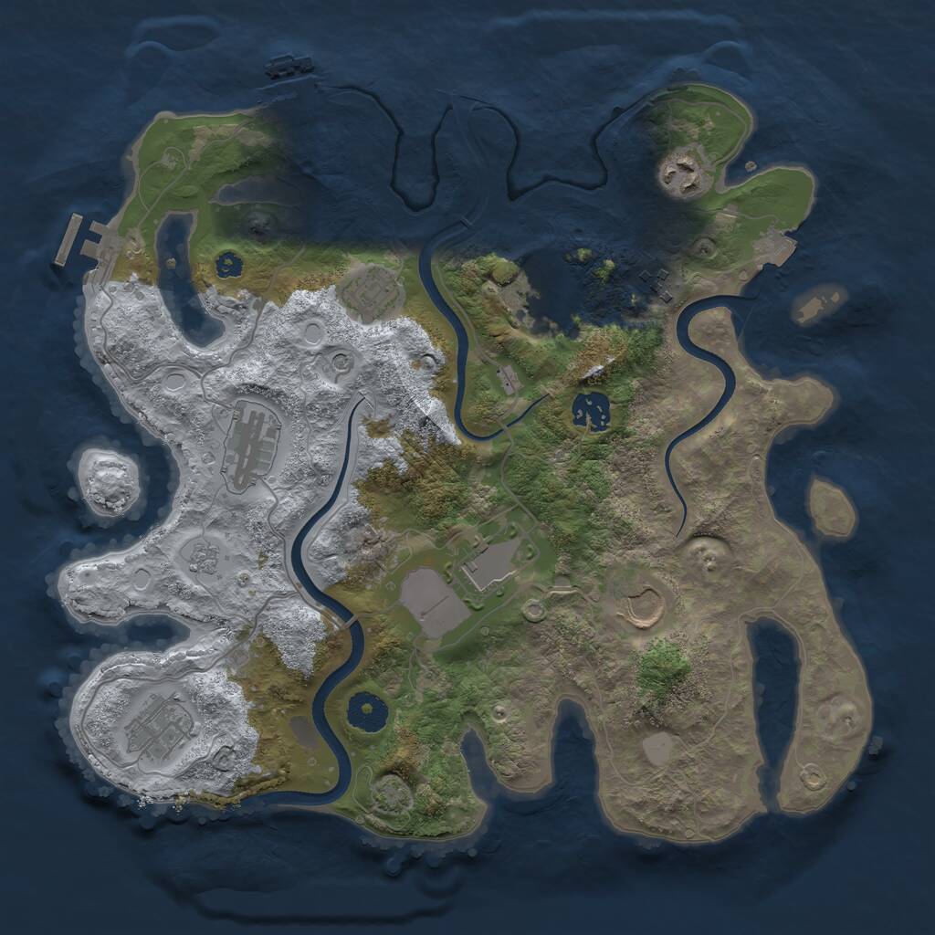 Rust Map: Procedural Map, Size: 3500, Seed: 297871289, 15 Monuments