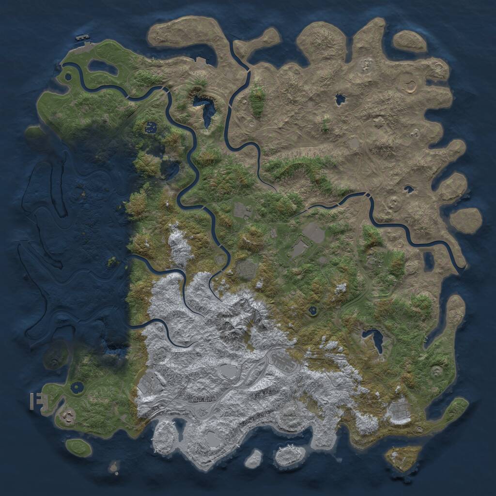 Rust Map: Procedural Map, Size: 6000, Seed: 994928696, 17 Monuments