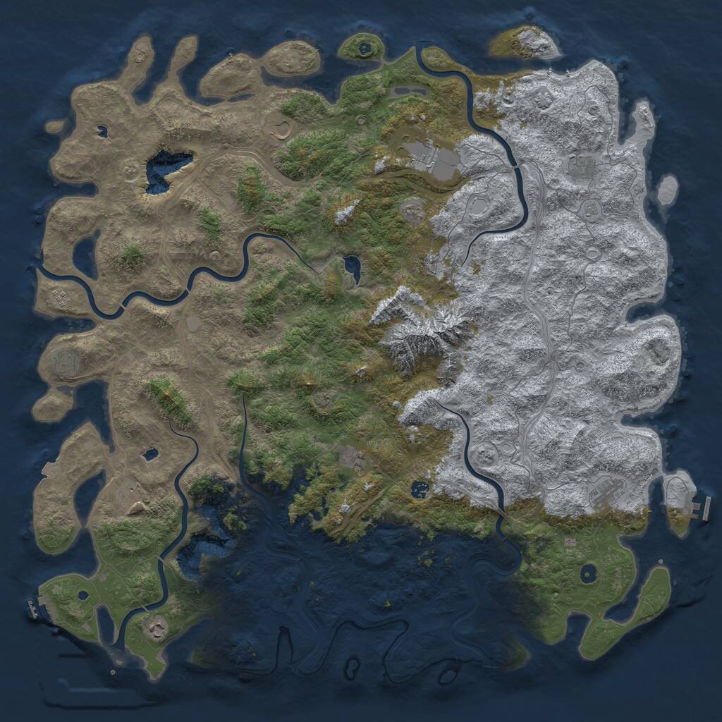 Rust Map: Procedural Map, Size: 6000, Seed: 64512, 17 Monuments