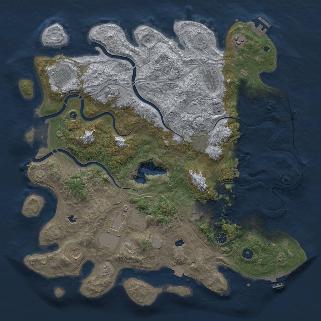 Rust Map: Procedural Map, Size: 4500, Seed: 1881133495, 17 Monuments