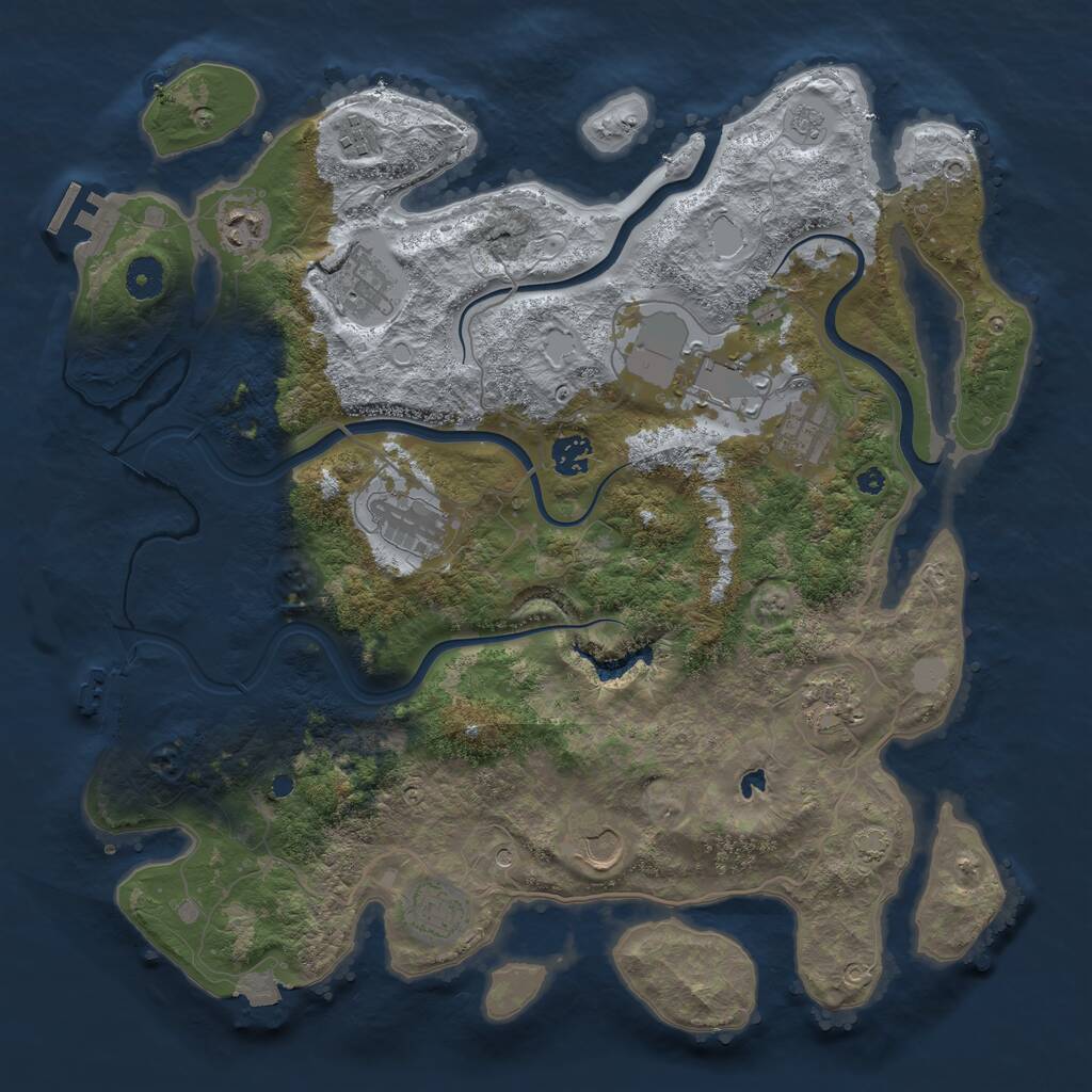Rust Map: Procedural Map, Size: 4000, Seed: 58500536, 16 Monuments