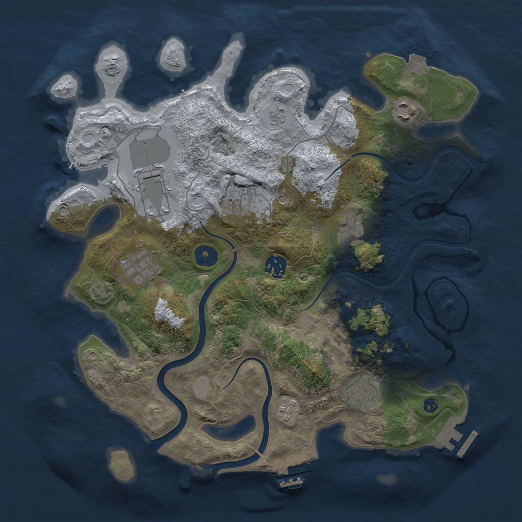 Rust Map: Procedural Map, Size: 3500, Seed: 354922312, 14 Monuments