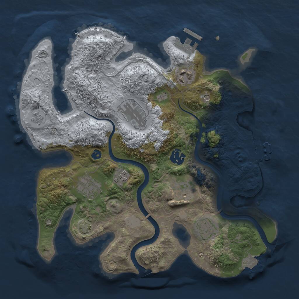 Rust Map: Procedural Map, Size: 3000, Seed: 6614, 13 Monuments