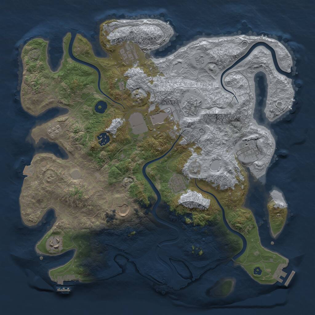 Rust Map: Procedural Map, Size: 3800, Seed: 1962037709, 15 Monuments
