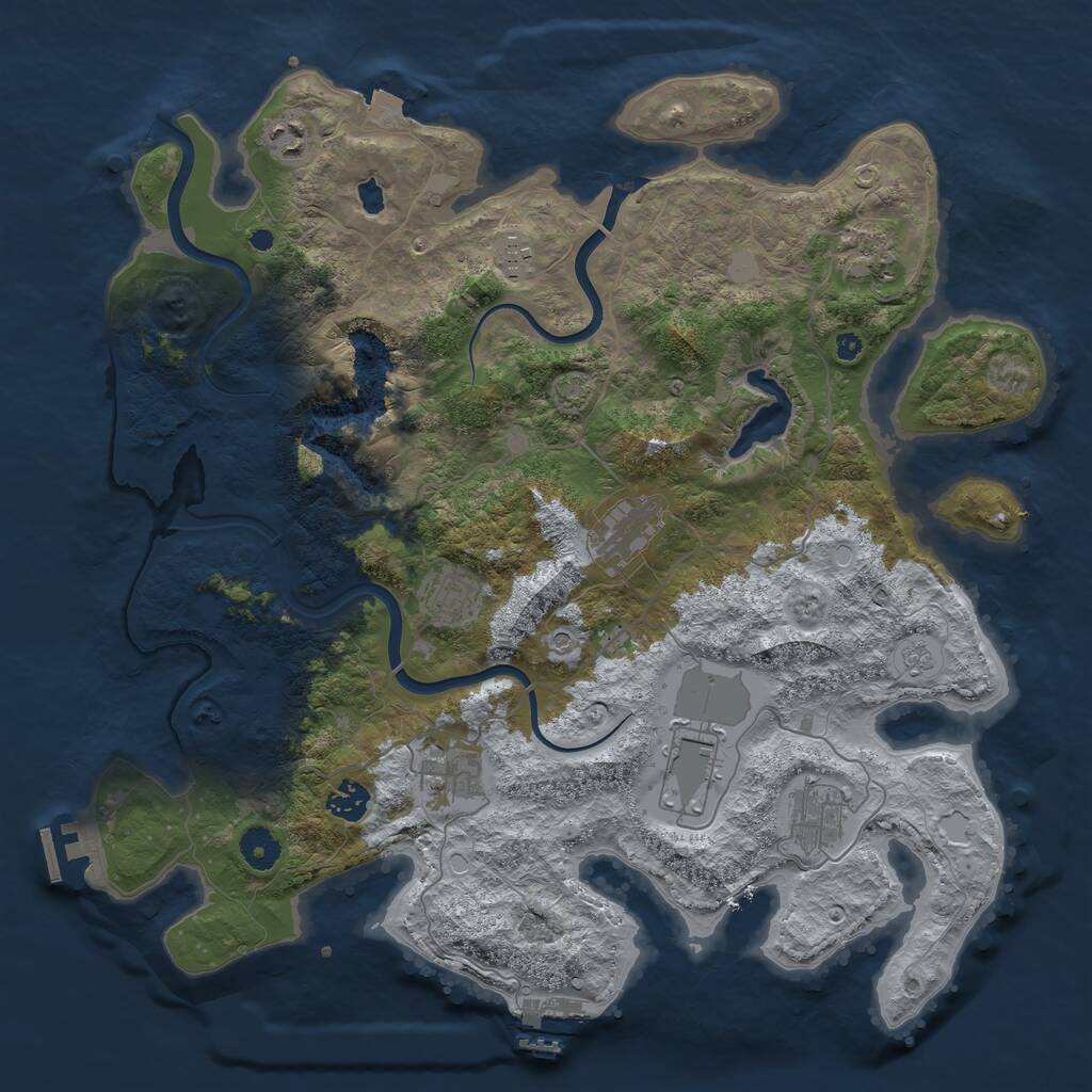 Rust Map: Procedural Map, Size: 4000, Seed: 136713781, 15 Monuments