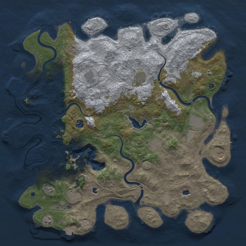 Rust Map: Procedural Map, Size: 4500, Seed: 205465964, 16 Monuments