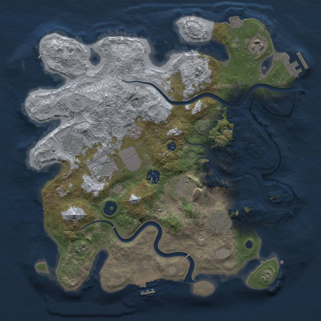 Rust Map: Procedural Map, Size: 3500, Seed: 490517803, 13 Monuments