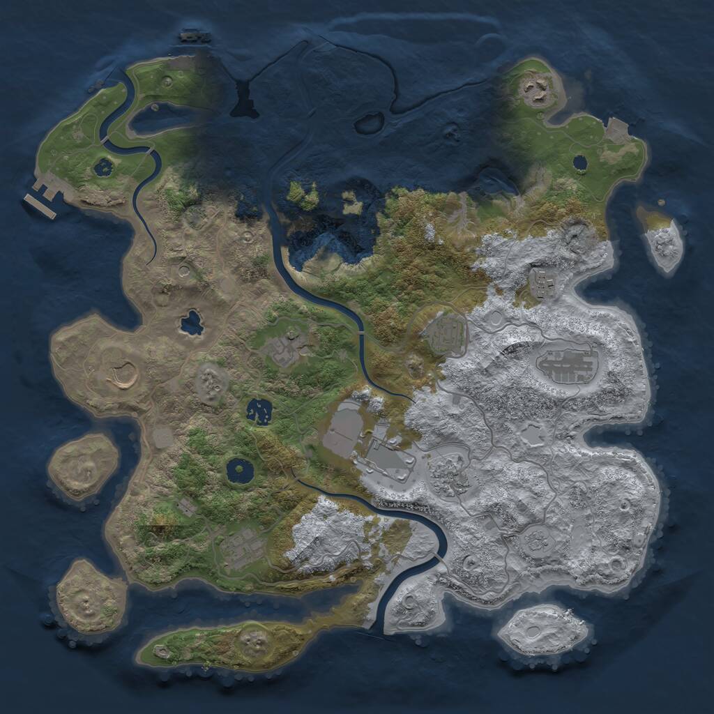 Rust Map: Procedural Map, Size: 4000, Seed: 1101037595, 16 Monuments