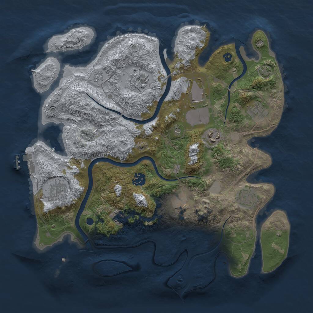Rust Map: Procedural Map, Size: 3500, Seed: 671940823, 14 Monuments