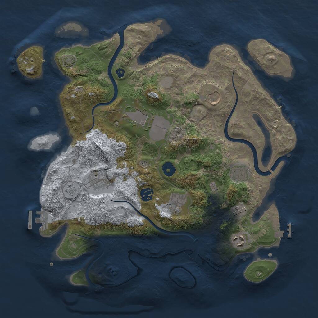 Rust Map: Procedural Map, Size: 3500, Seed: 410591556, 14 Monuments