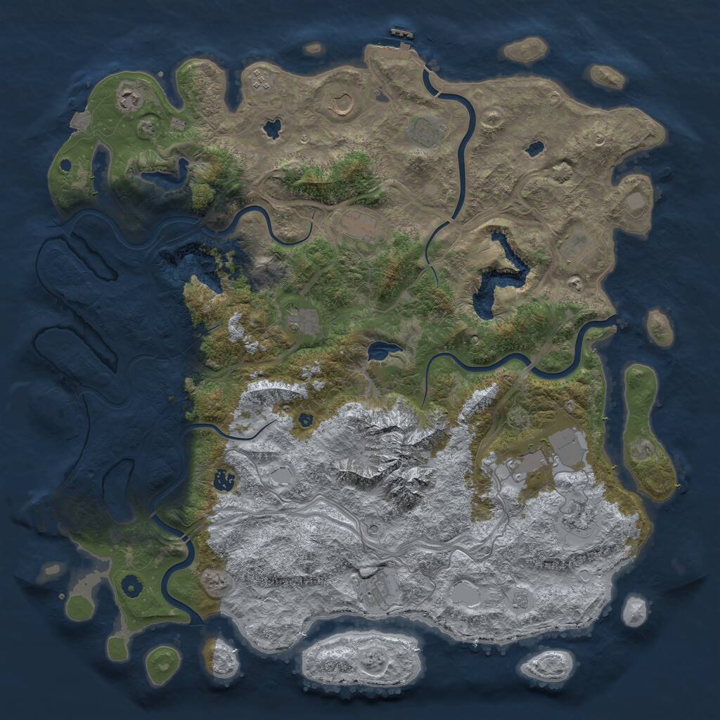 Rust Map: Procedural Map, Size: 5000, Seed: 1386033799, 17 Monuments