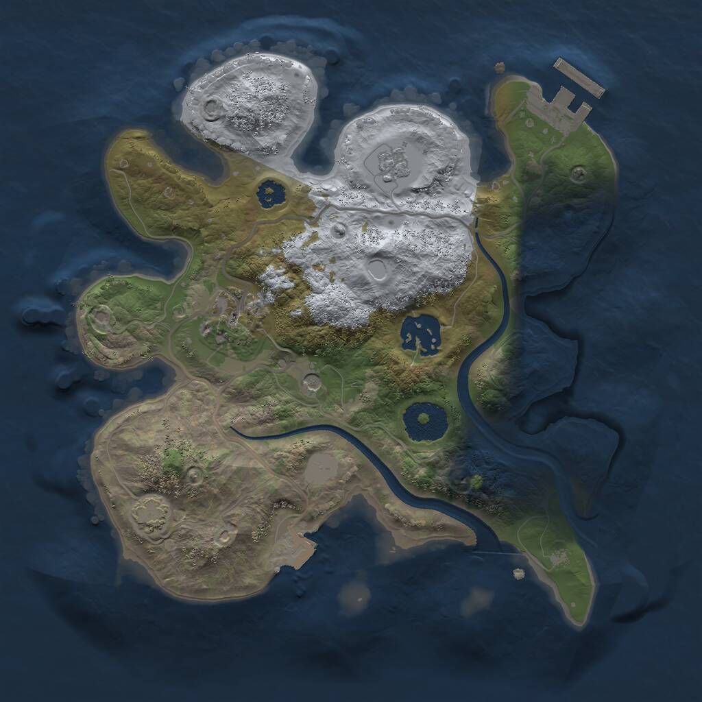 Rust Map: Procedural Map, Size: 2500, Seed: 1273047397, 7 Monuments