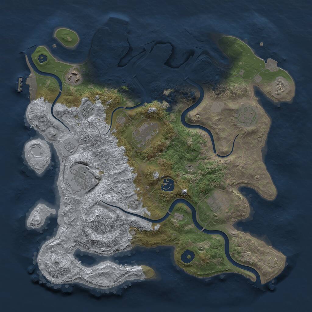 Rust Map: Procedural Map, Size: 3500, Seed: 229032382, 13 Monuments