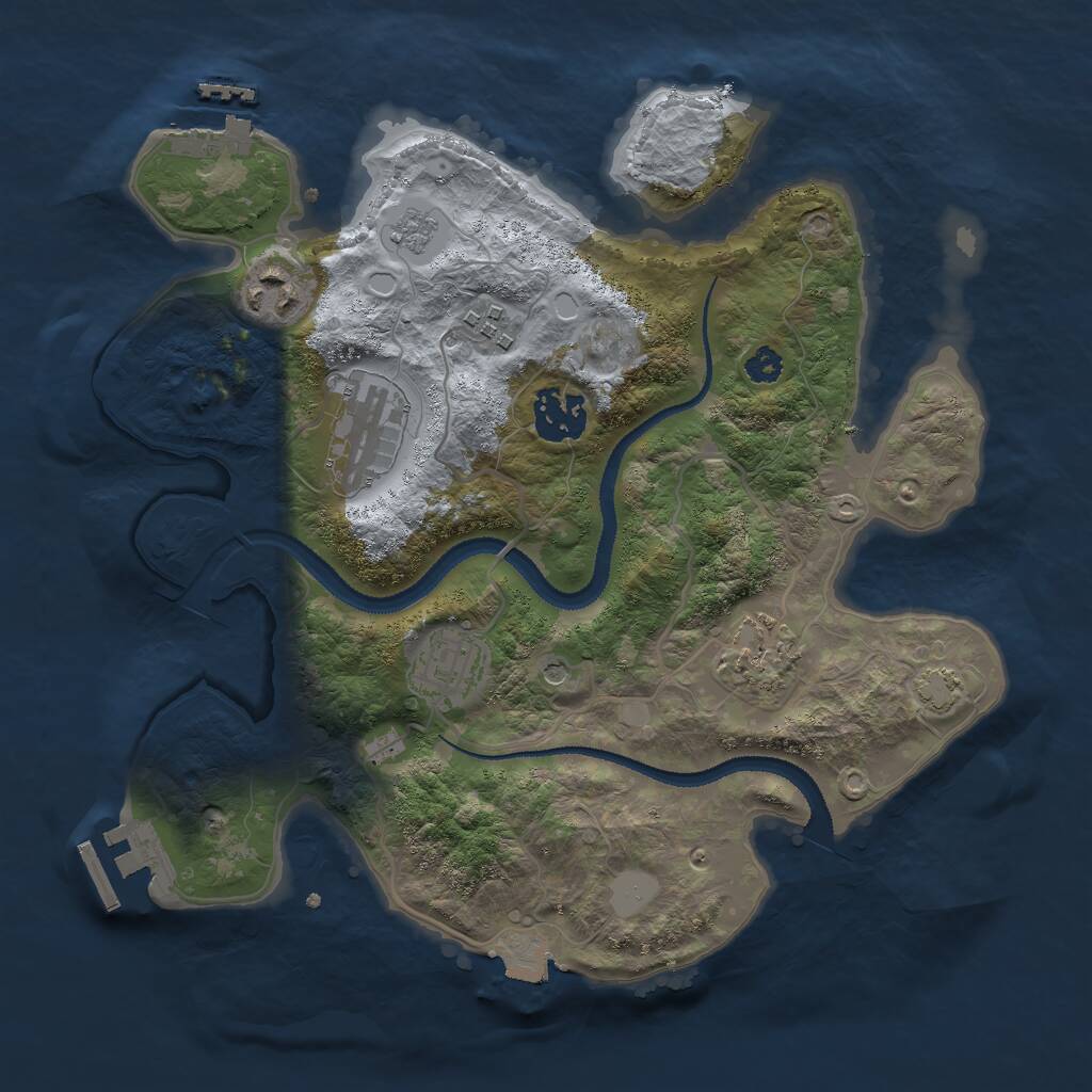 Rust Map: Procedural Map, Size: 3000, Seed: 7215, 12 Monuments