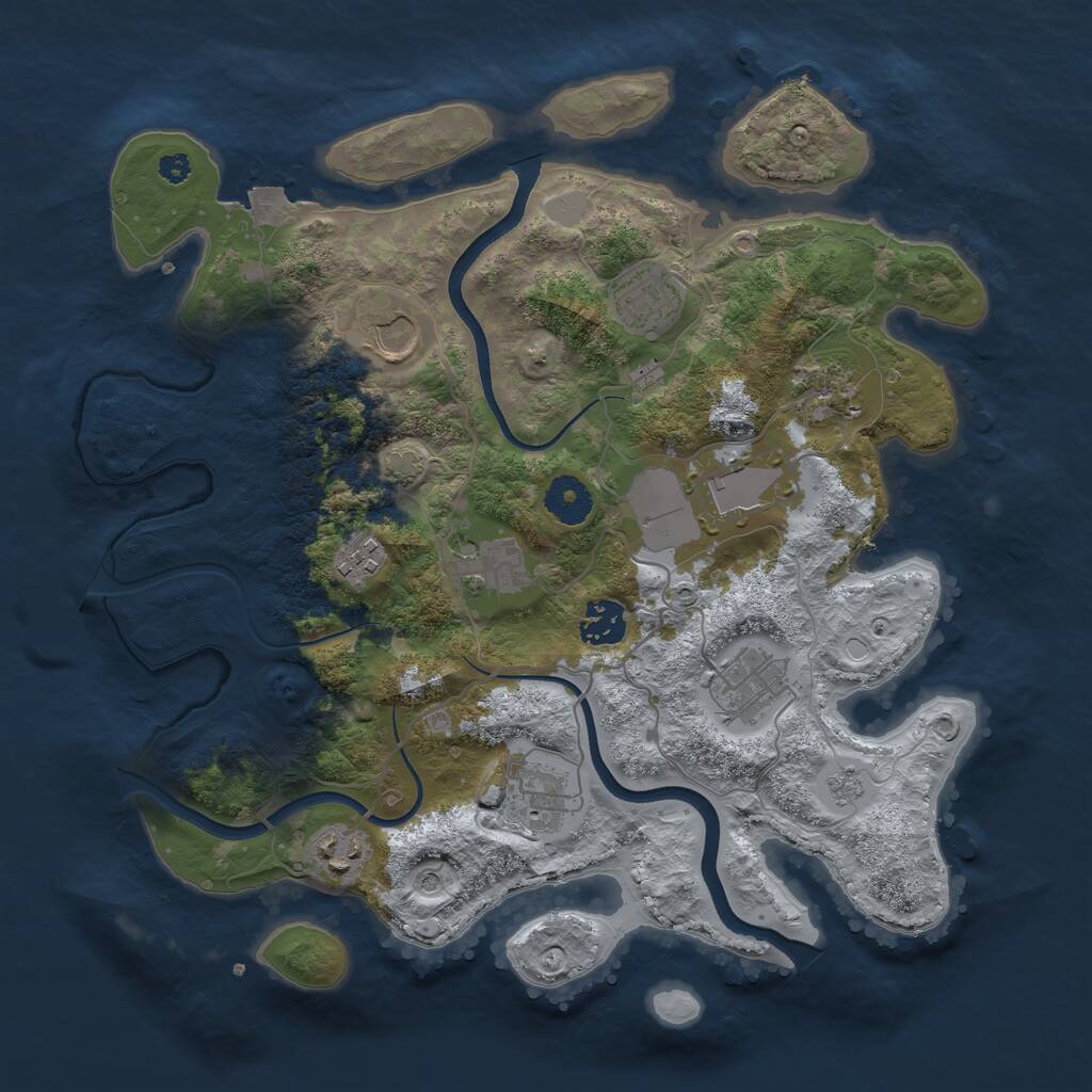 Rust Map: Procedural Map, Size: 3500, Seed: 2089333430, 14 Monuments