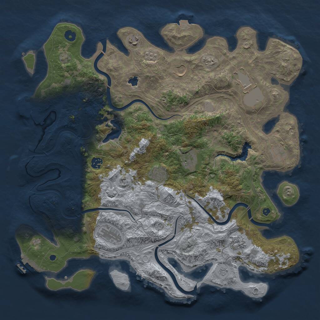 Rust Map: Procedural Map, Size: 4250, Seed: 1928297188, 16 Monuments