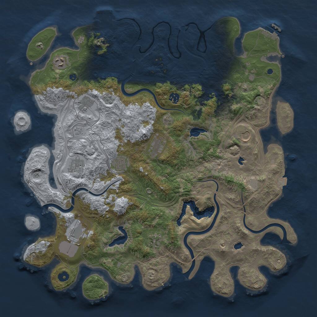 Rust Map: Procedural Map, Size: 4500, Seed: 8597342, 16 Monuments