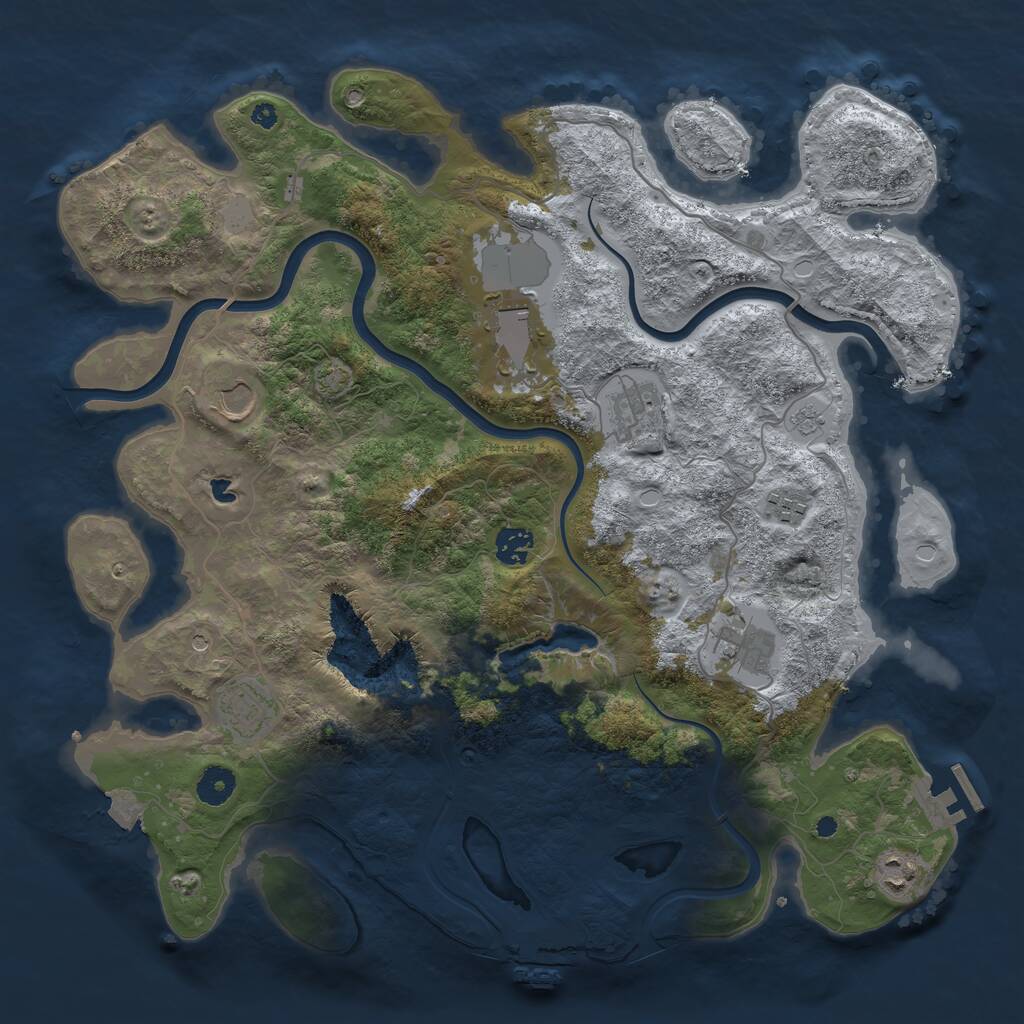 Rust Map: Procedural Map, Size: 4000, Seed: 1343132461, 14 Monuments