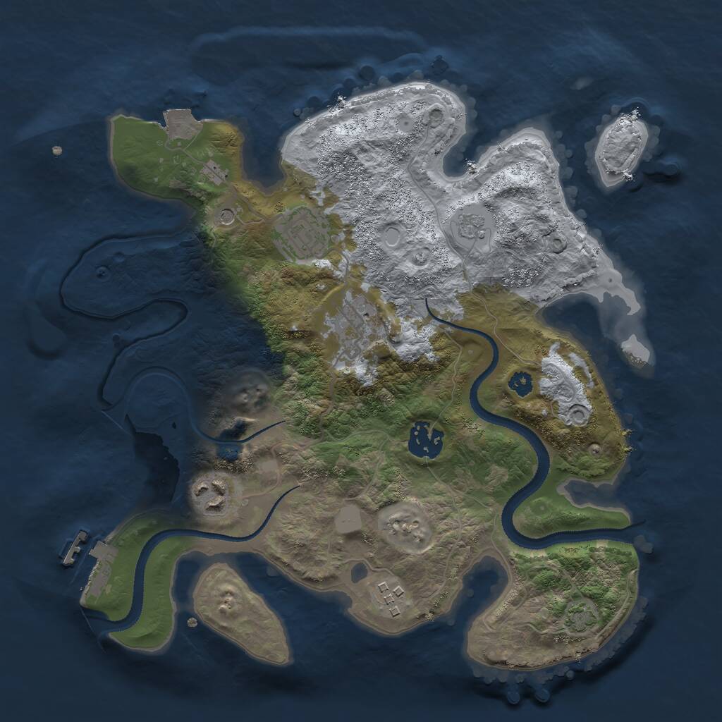 Rust Map: Procedural Map, Size: 3000, Seed: 43344, 10 Monuments