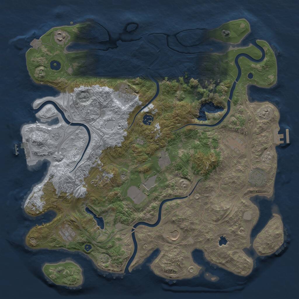 Rust Map: Procedural Map, Size: 4250, Seed: 607734402, 17 Monuments