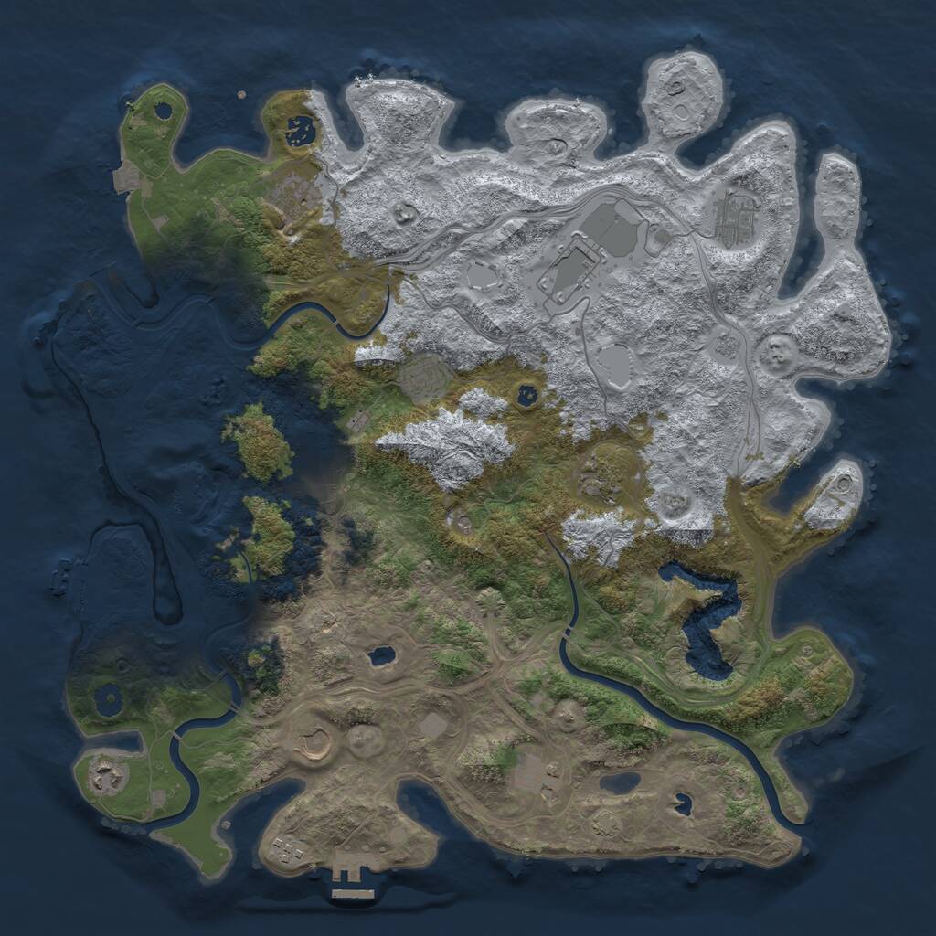 Rust Map: Procedural Map, Size: 4500, Seed: 20050117, 17 Monuments