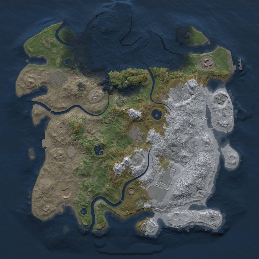 Rust Map: Procedural Map, Size: 3750, Seed: 77871705, 14 Monuments