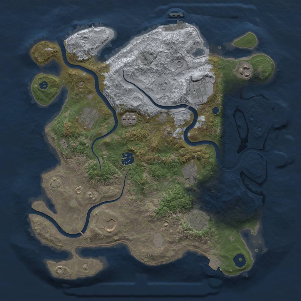 Rust Map: Procedural Map, Size: 3500, Seed: 632168093, 14 Monuments