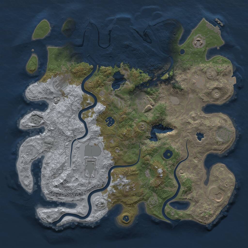 Rust Map: Procedural Map, Size: 4000, Seed: 77014465, 16 Monuments