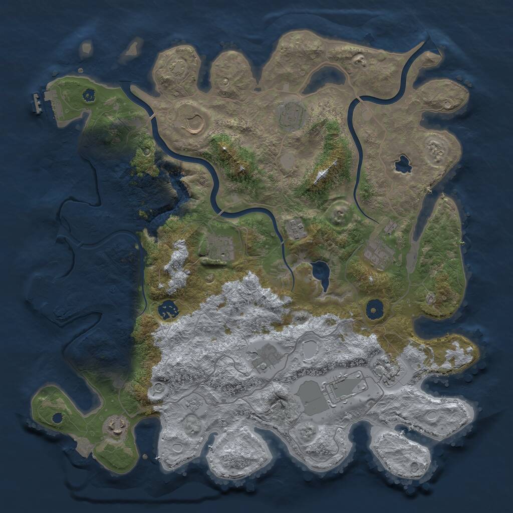 Rust Map: Procedural Map, Size: 4000, Seed: 968680911, 16 Monuments