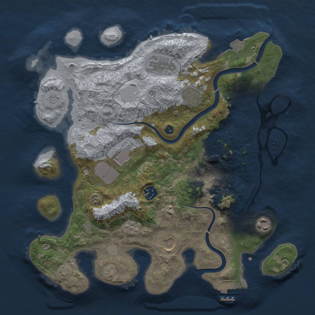 Rust Map: Procedural Map, Size: 3500, Seed: 6539, 13 Monuments