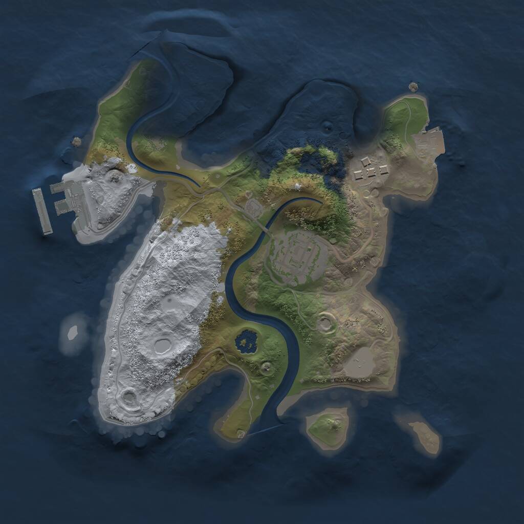 Rust Map: Procedural Map, Size: 2250, Seed: 350342773, 4 Monuments