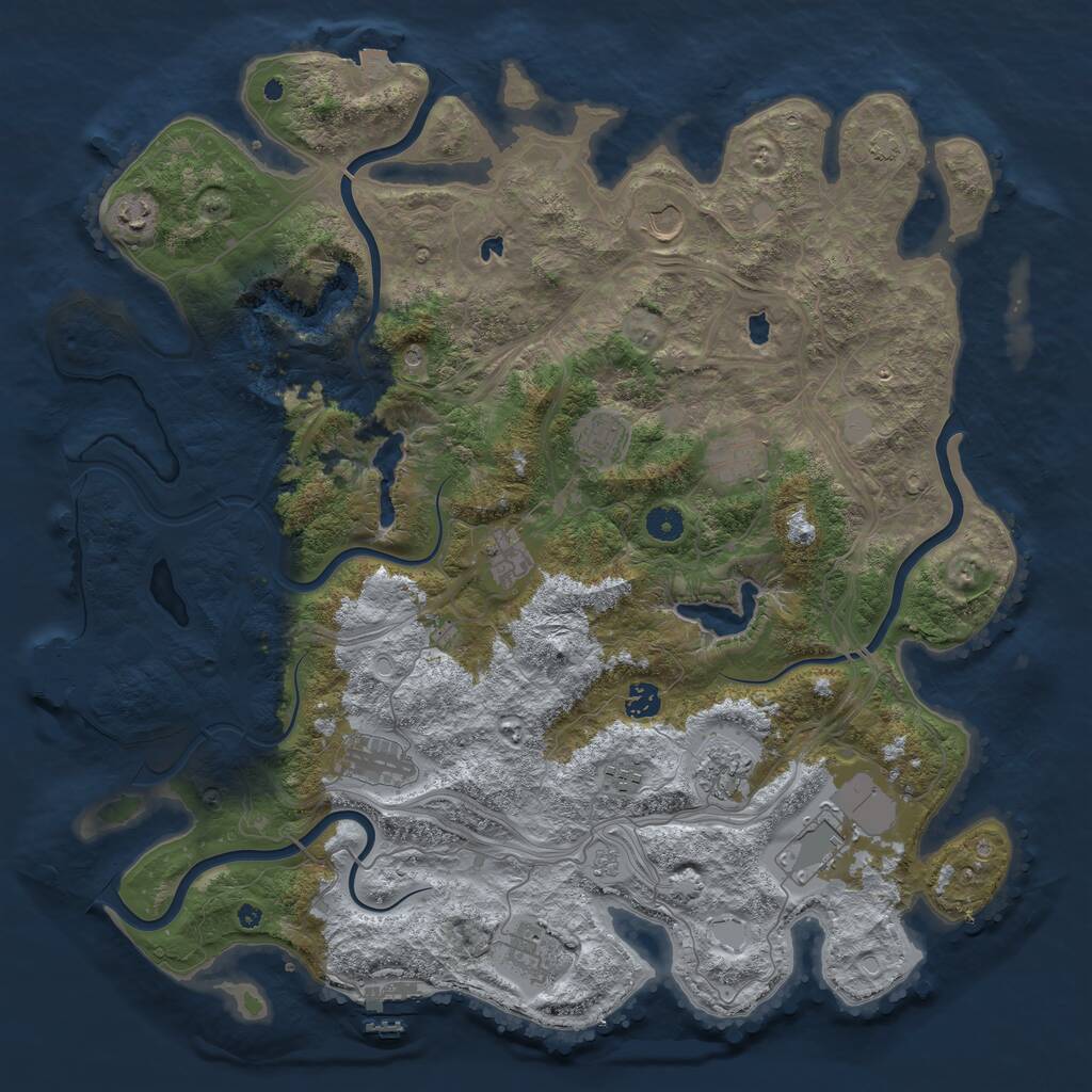 Rust Map: Procedural Map, Size: 4500, Seed: 949689843, 17 Monuments