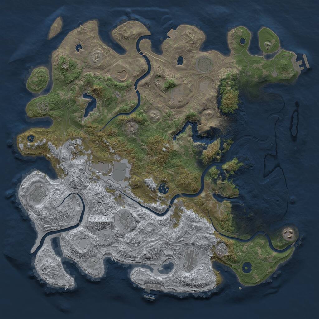 Rust Map: Procedural Map, Size: 4500, Seed: 3344821, 17 Monuments