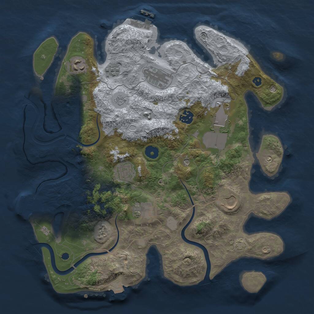 Rust Map: Procedural Map, Size: 3500, Seed: 180468067, 14 Monuments