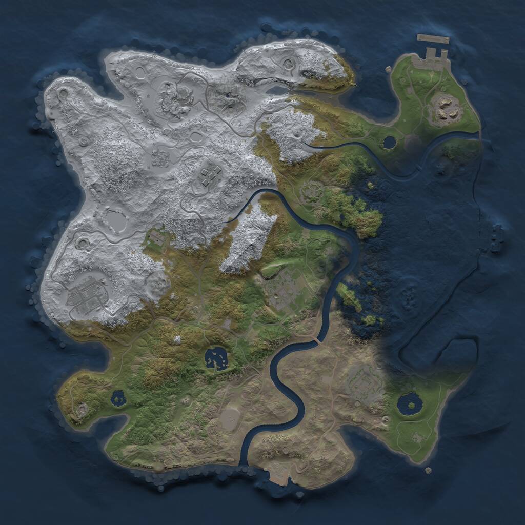 Rust Map: Procedural Map, Size: 3300, Seed: 354345088, 13 Monuments