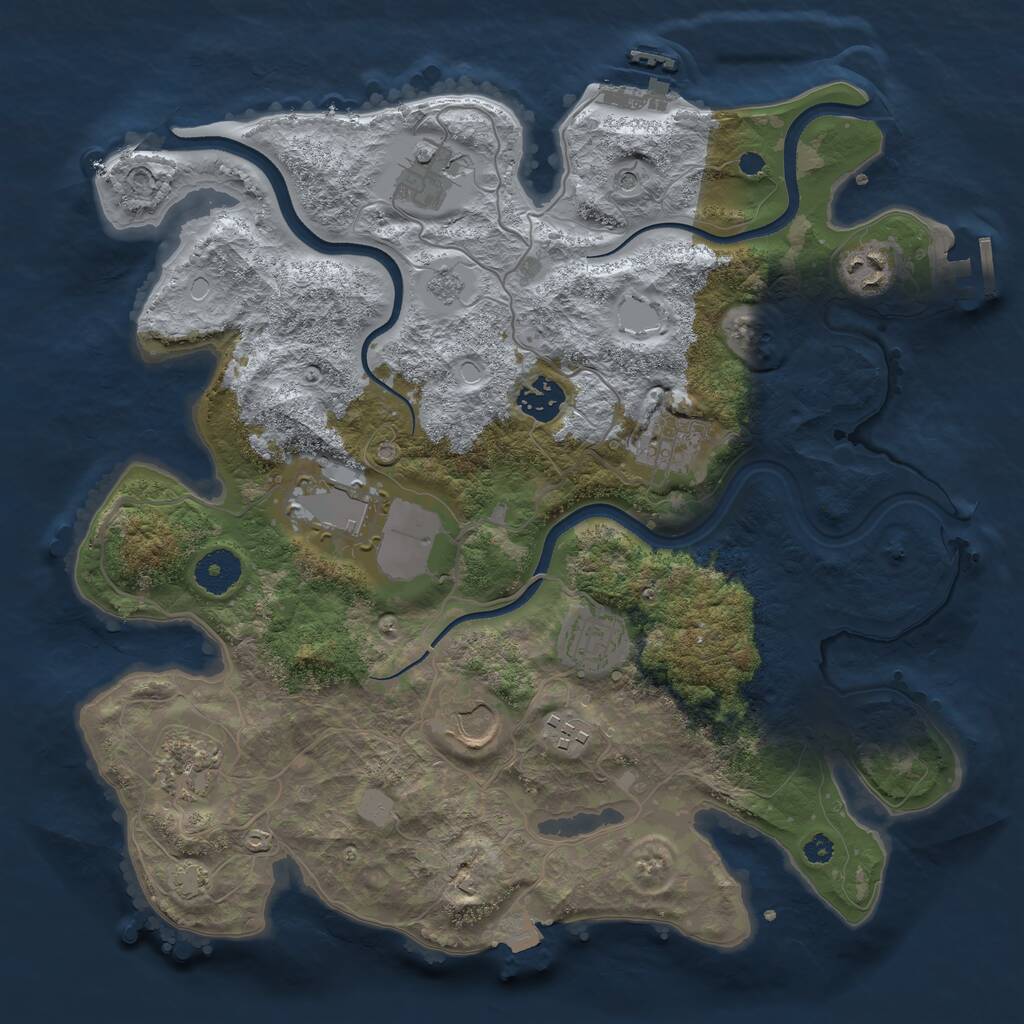Rust Map: Procedural Map, Size: 3500, Seed: 1399746670, 15 Monuments