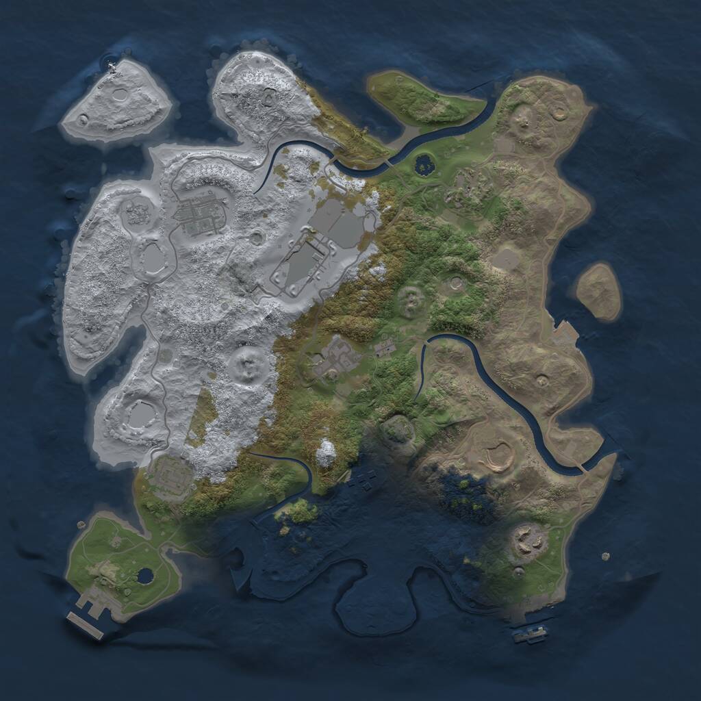 Rust Map: Procedural Map, Size: 3500, Seed: 590083363, 14 Monuments