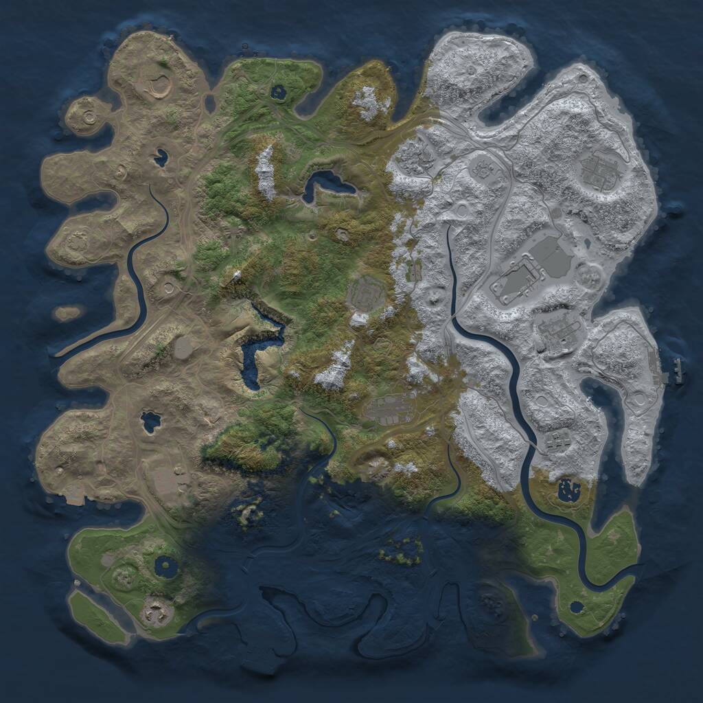Rust Map: Procedural Map, Size: 4500, Seed: 690369942, 17 Monuments