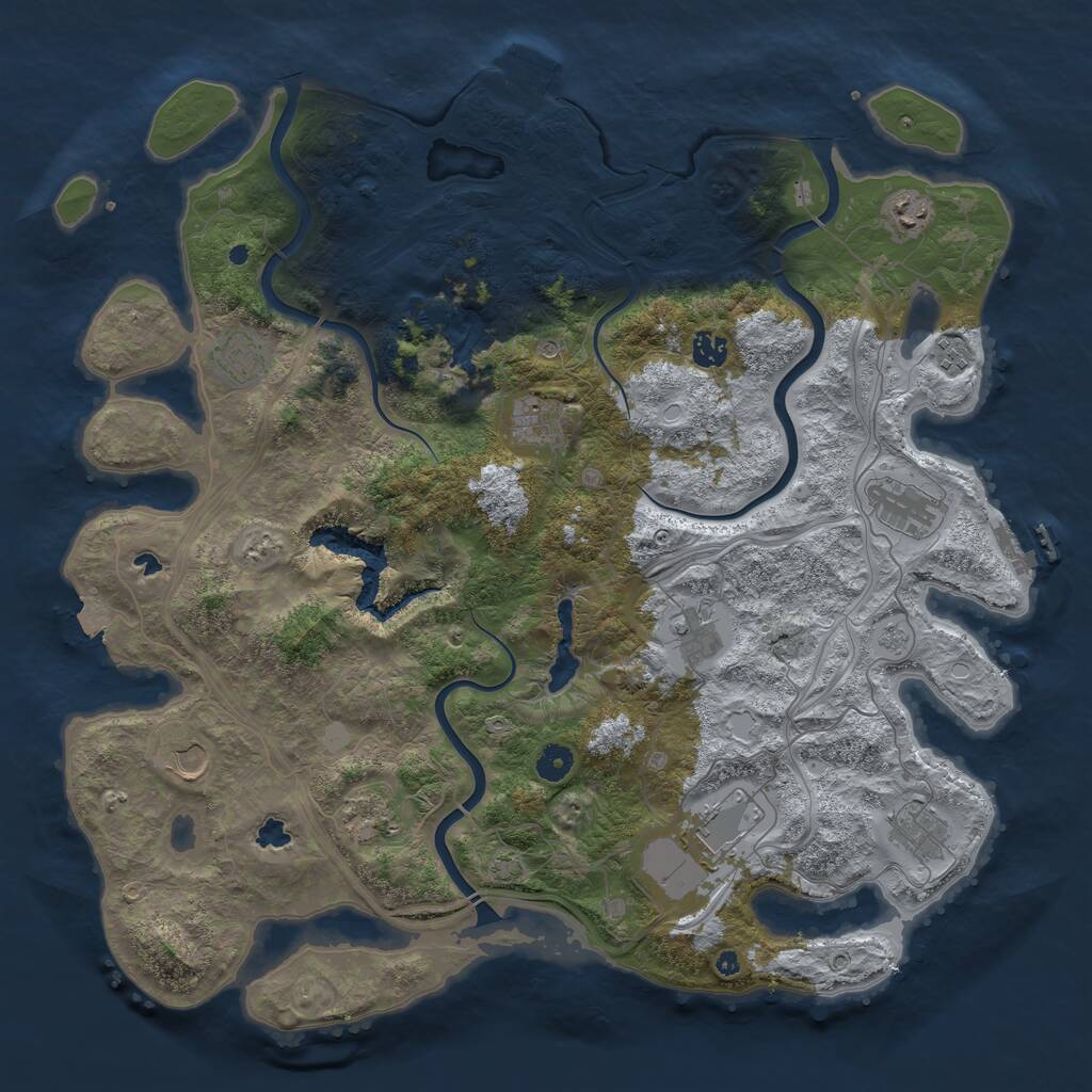 Rust Map: Procedural Map, Size: 4500, Seed: 463666503, 17 Monuments