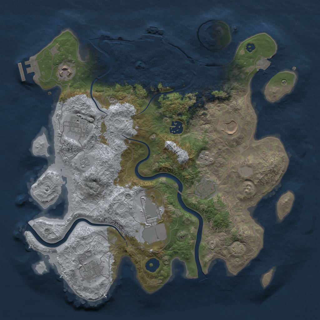Rust Map: Procedural Map, Size: 3500, Seed: 10894748, 14 Monuments