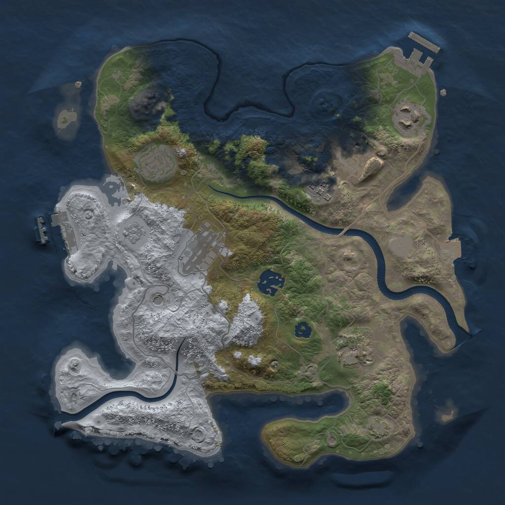 Rust Map: Procedural Map, Size: 3000, Seed: 25457, 13 Monuments