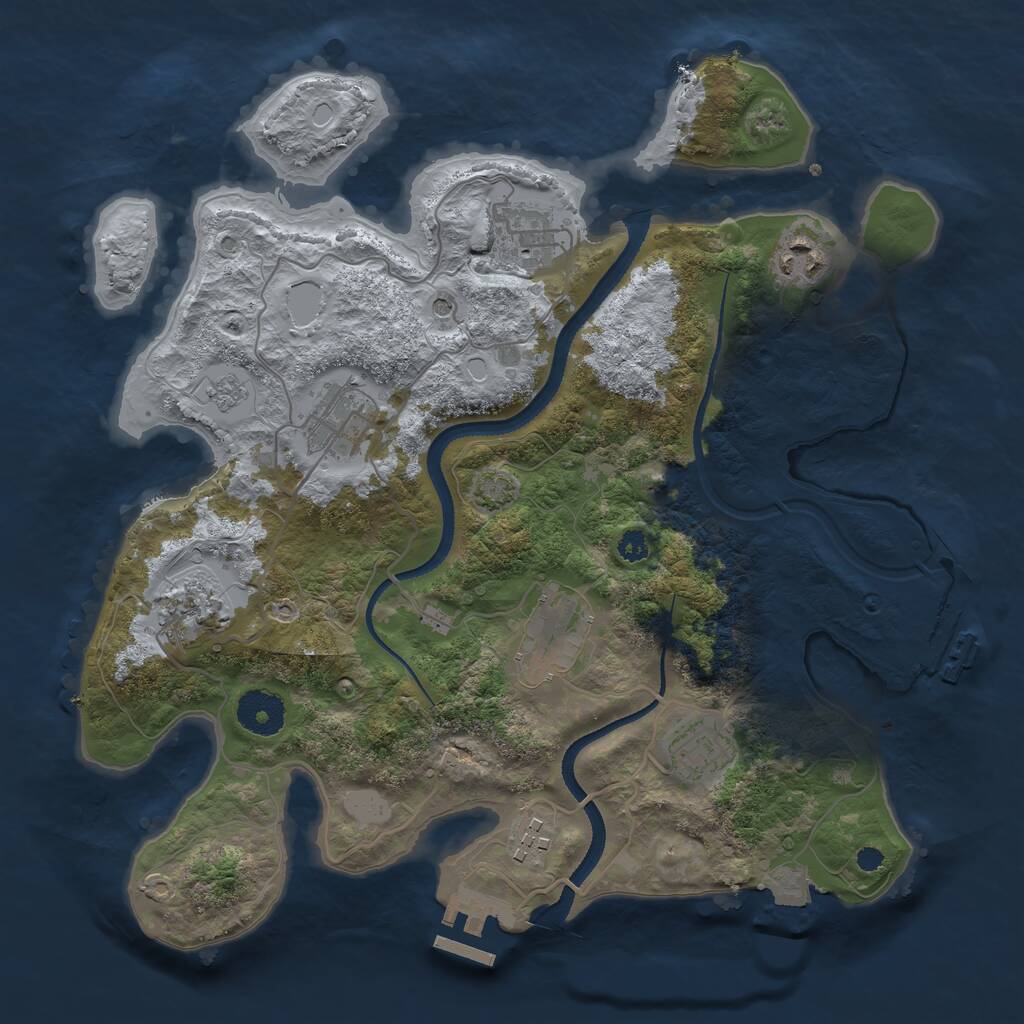 Rust Map: Procedural Map, Size: 3300, Seed: 1892885442, 13 Monuments