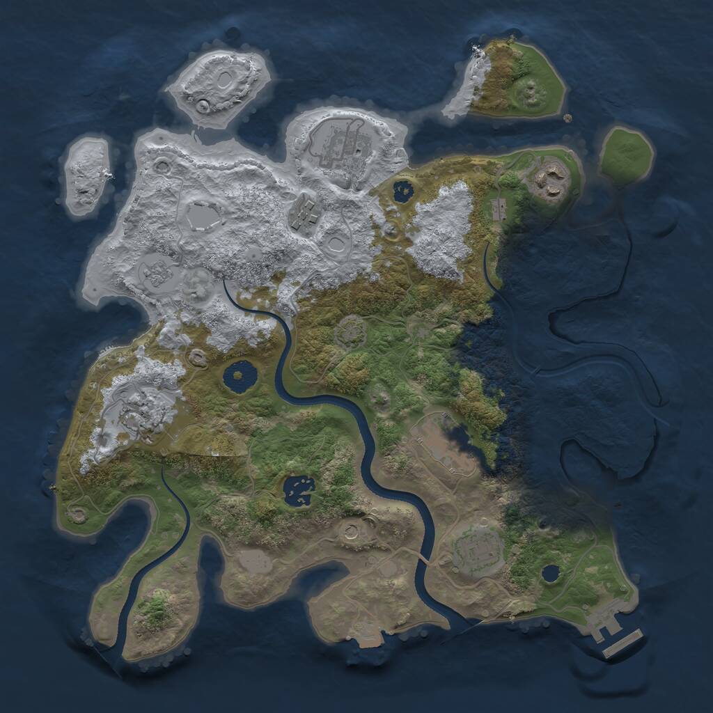 Rust Map: Procedural Map, Size: 3300, Seed: 1892885442, 12 Monuments