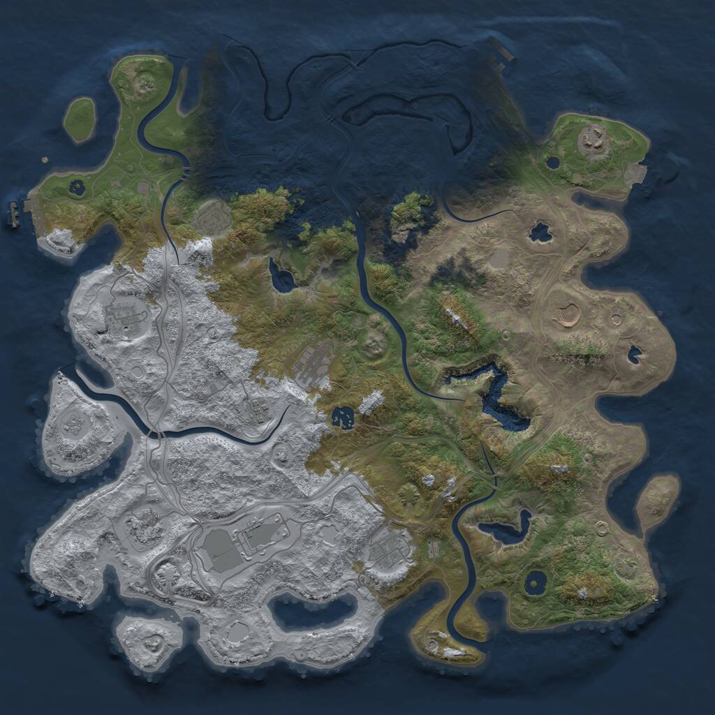 Rust Map: Procedural Map, Size: 4500, Seed: 728681097, 16 Monuments