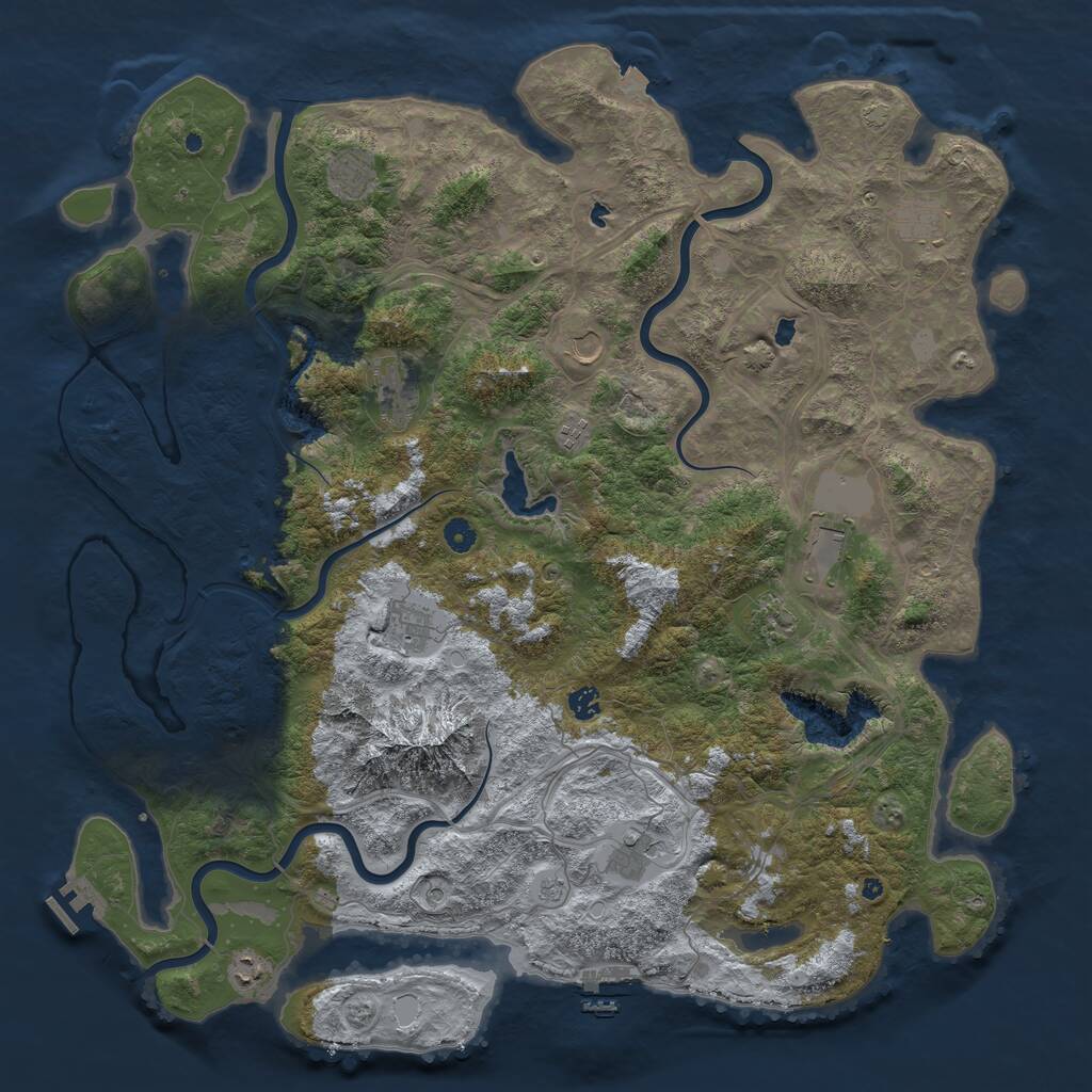 Rust Map: Procedural Map, Size: 5000, Seed: 735014, 17 Monuments