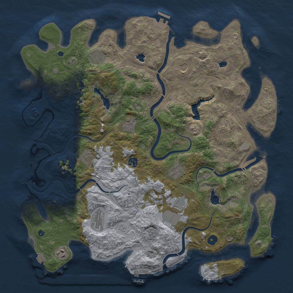 Rust Map: Procedural Map, Size: 4500, Seed: 1207580181, 17 Monuments