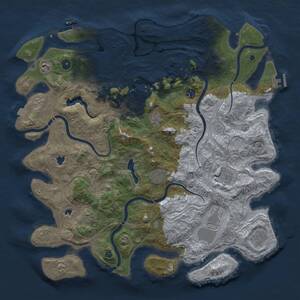 Thumbnail Rust Map: Procedural Map, Size: 4600, Seed: 1966653599, 15 Monuments