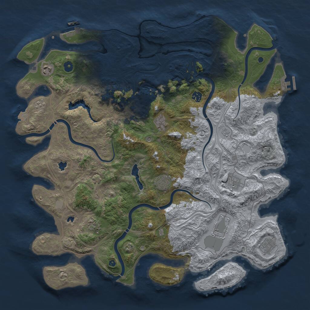 Rust Map: Procedural Map, Size: 4600, Seed: 1966653599, 15 Monuments